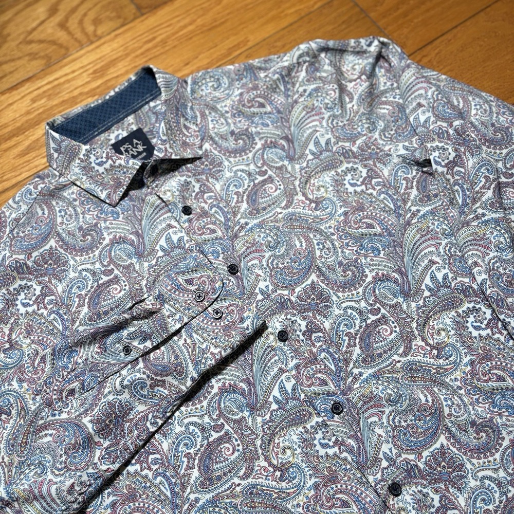 Jos. A. Bank Traveler Shirt Men Large Tailored Fit Paisley Stretch Long Sleeve
